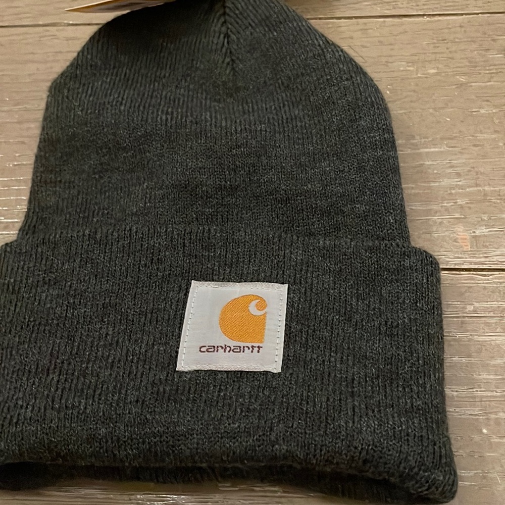 Mens Carhartt grey knit beanie hat
